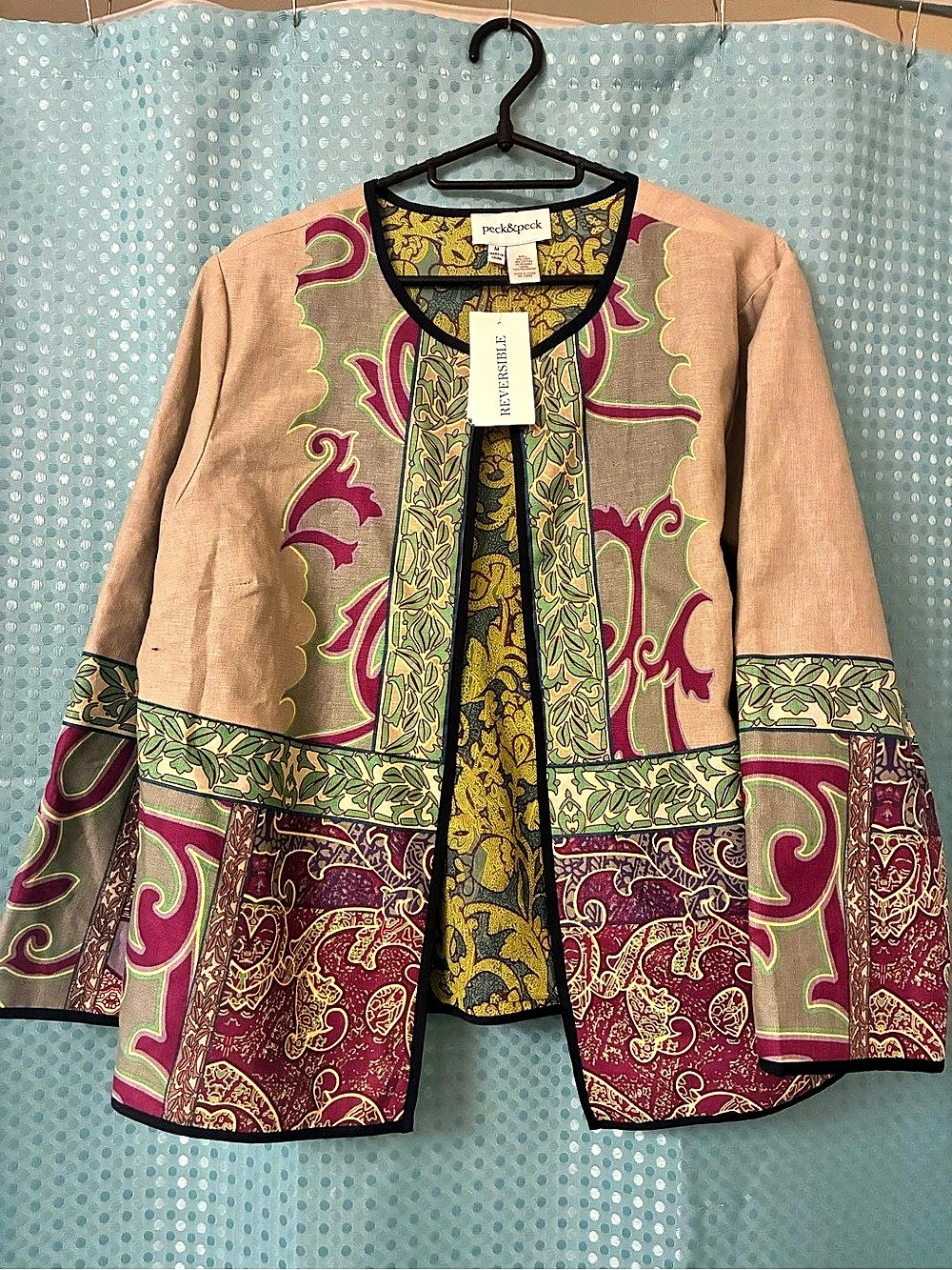 Peck & Peck Paisley Print Open Front Jacket